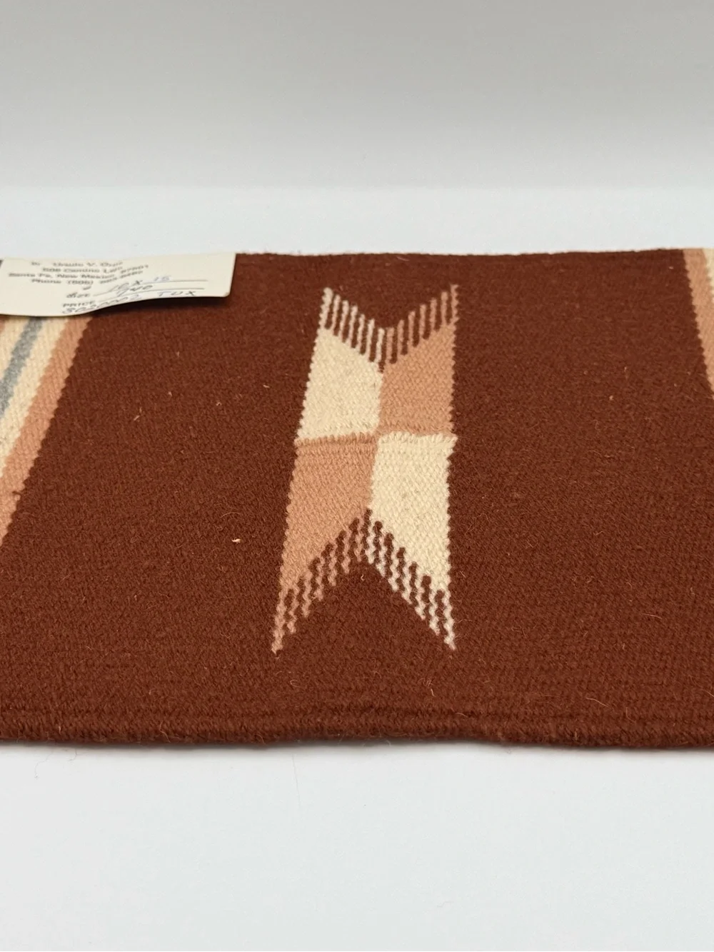 Ursulo V. Ortiz Chimayo Handwoven All-Wool Textile 10x15 in Santa Fe NM